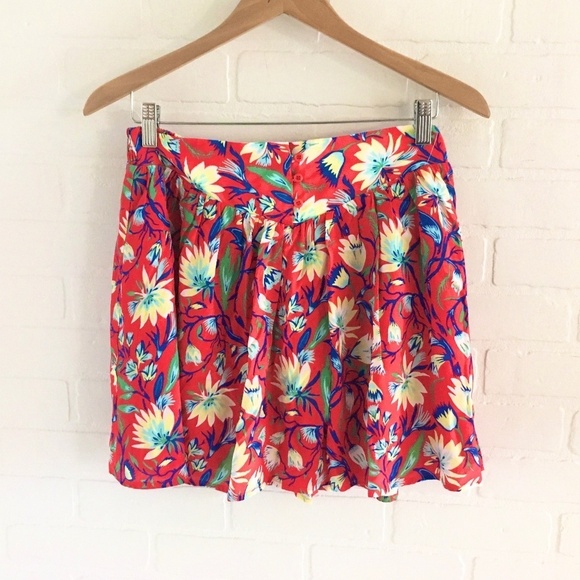 Anthropologie x The Korner Mini Tennis Skirt Coquette Floral Red Yellow Flowy M - Picture 5 of 13